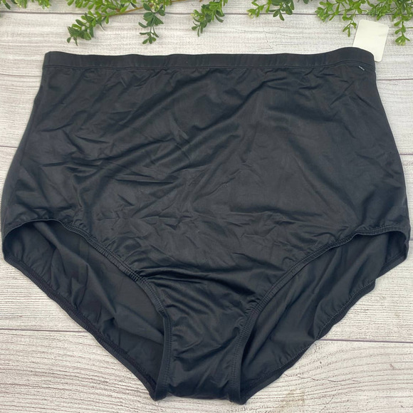 NEW COASTAL BLUE Womens High Waist Tummy Control Black Swim Bikini Bottom 2x - Picture 3 of 6